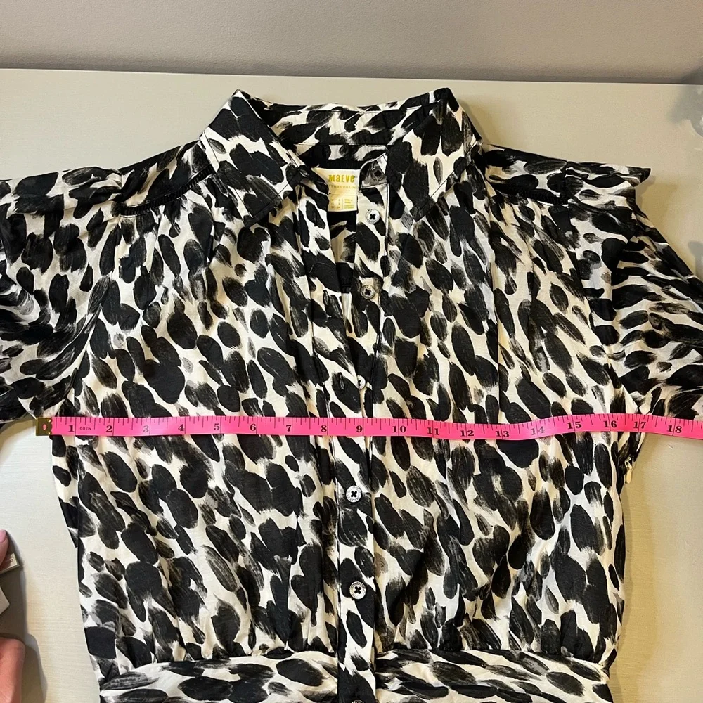 Anthropologie Maeve Black & White Animal Print Shirt Dress- size 2 - Picture 5 of 6